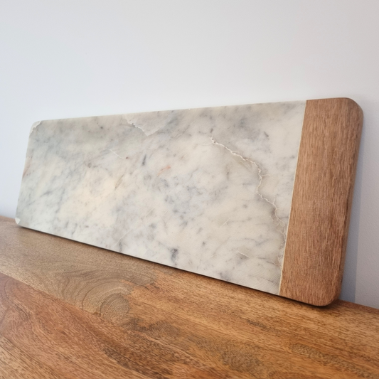 Phoebe Marble and Mango Wood Large Rectangular Serving Board