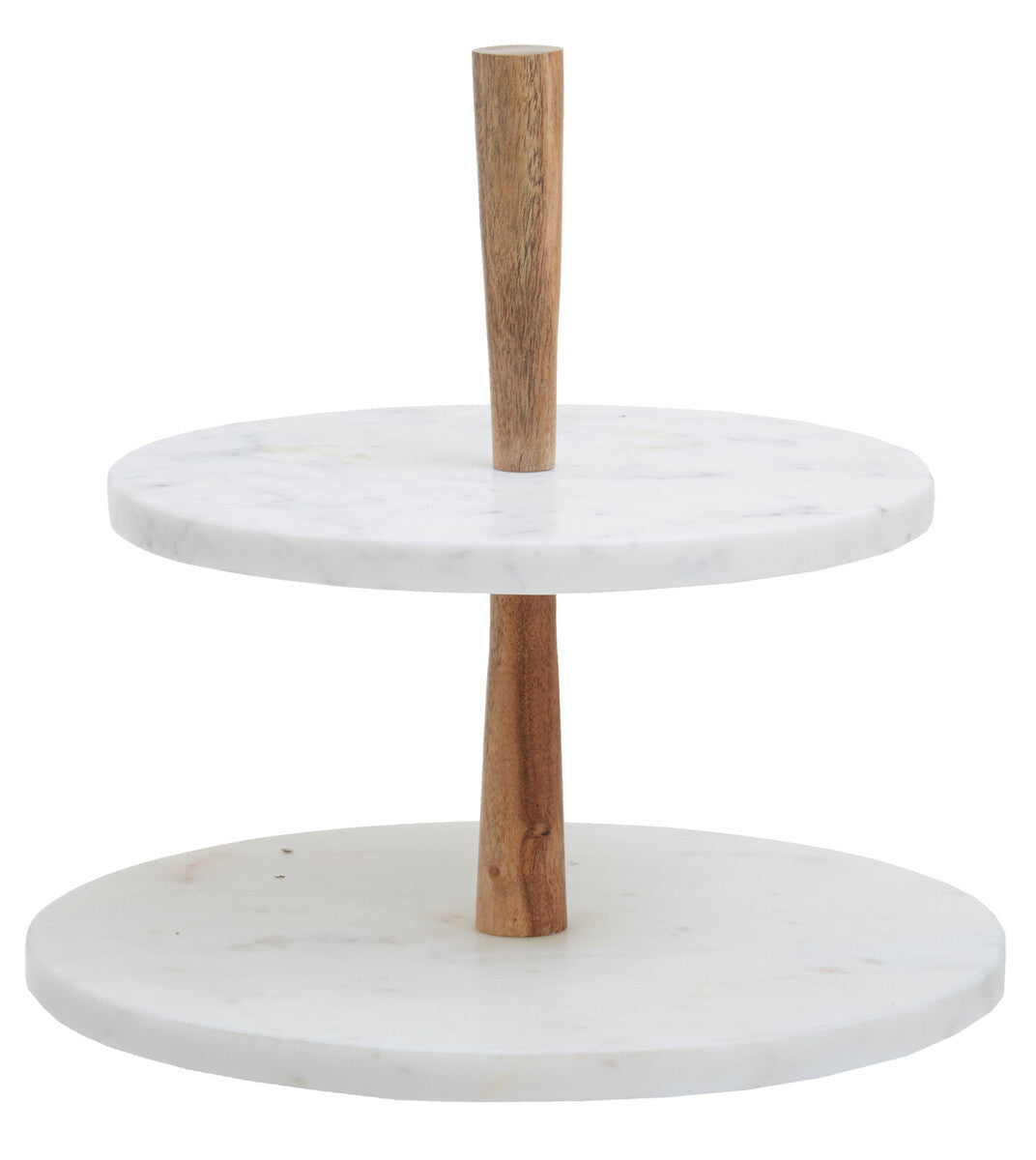 Phoebe Two Tier Marble and Acacia Wood Cake Stand