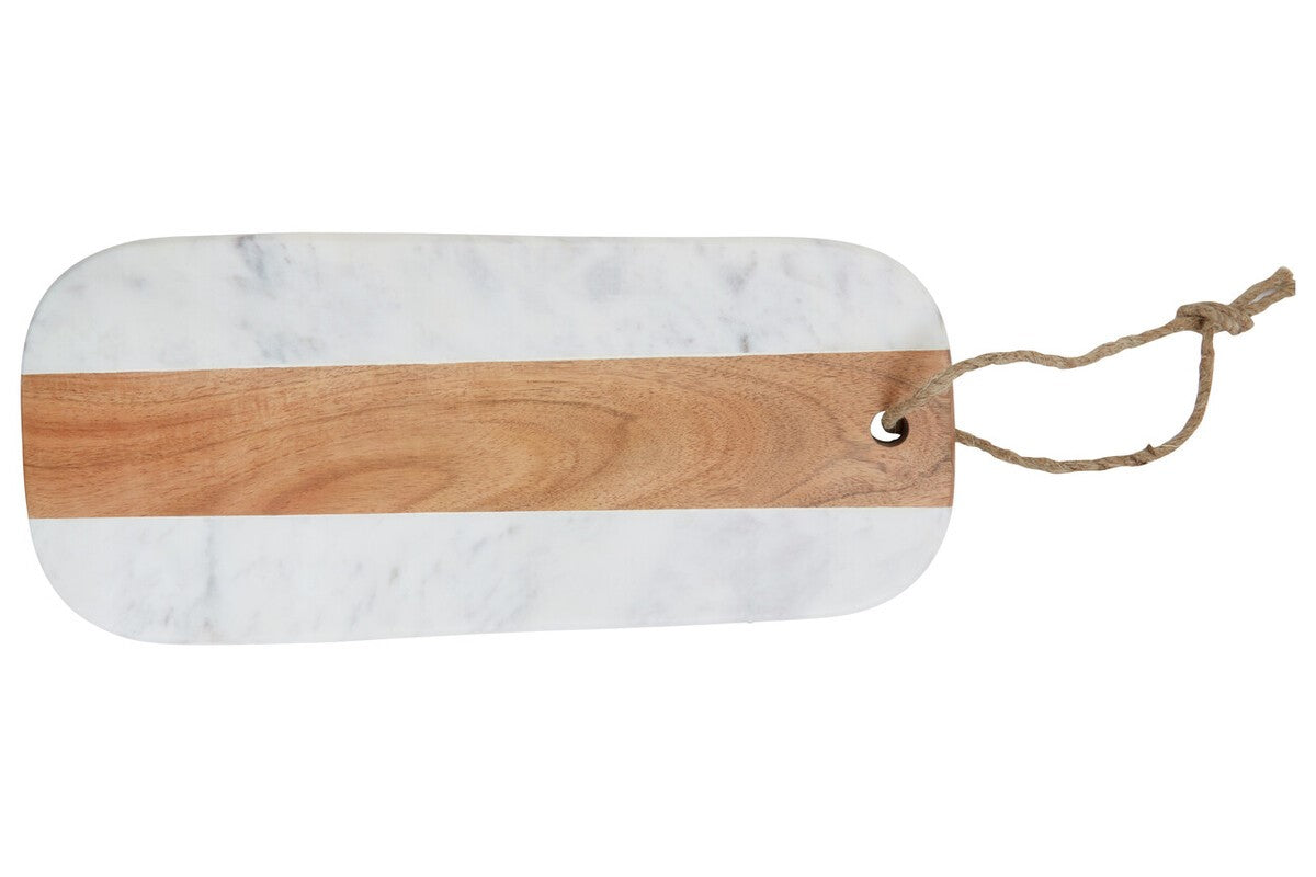 Phoebe Marble and Acacia Wood Long Serving Board