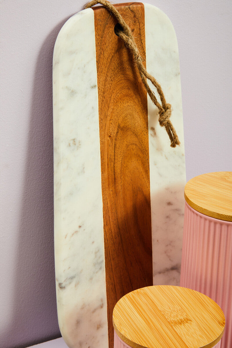Phoebe Marble and Acacia Wood Long Serving Board
