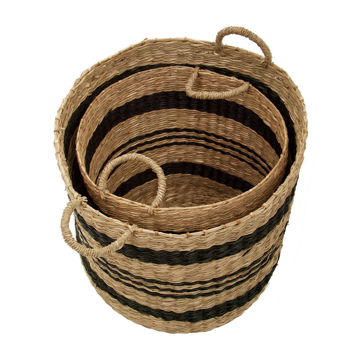Bracken Set of 2 Seagrass Baskets with Black Stripes