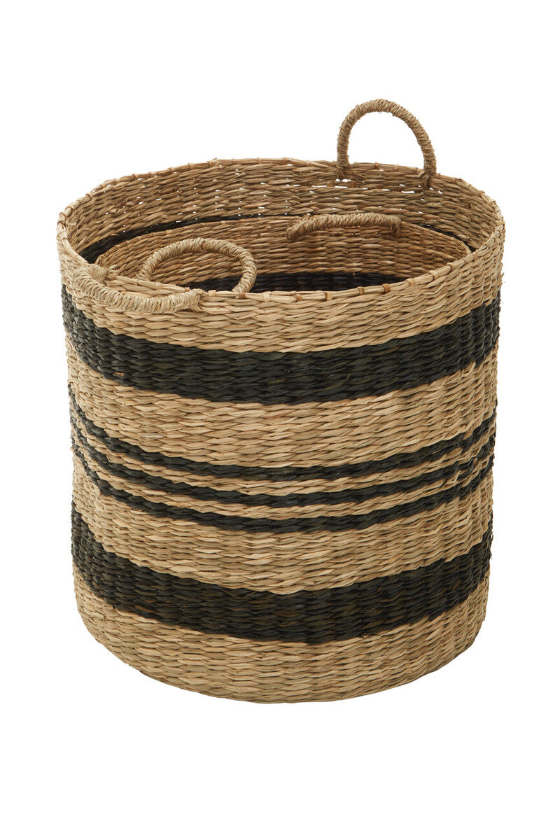 Bracken Set of 2 Seagrass Baskets with Black Stripes