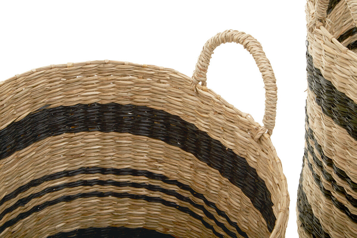 Bracken Set of 2 Seagrass Baskets with Black Stripes