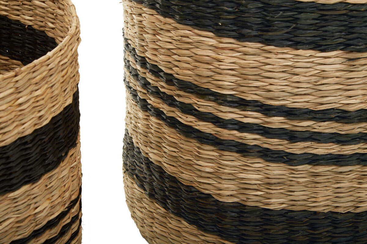 Bracken Set of 2 Seagrass Baskets with Black Stripes