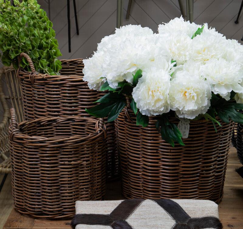 Summerhill Set of 3 Antique Brown Natural Rattan Baskets