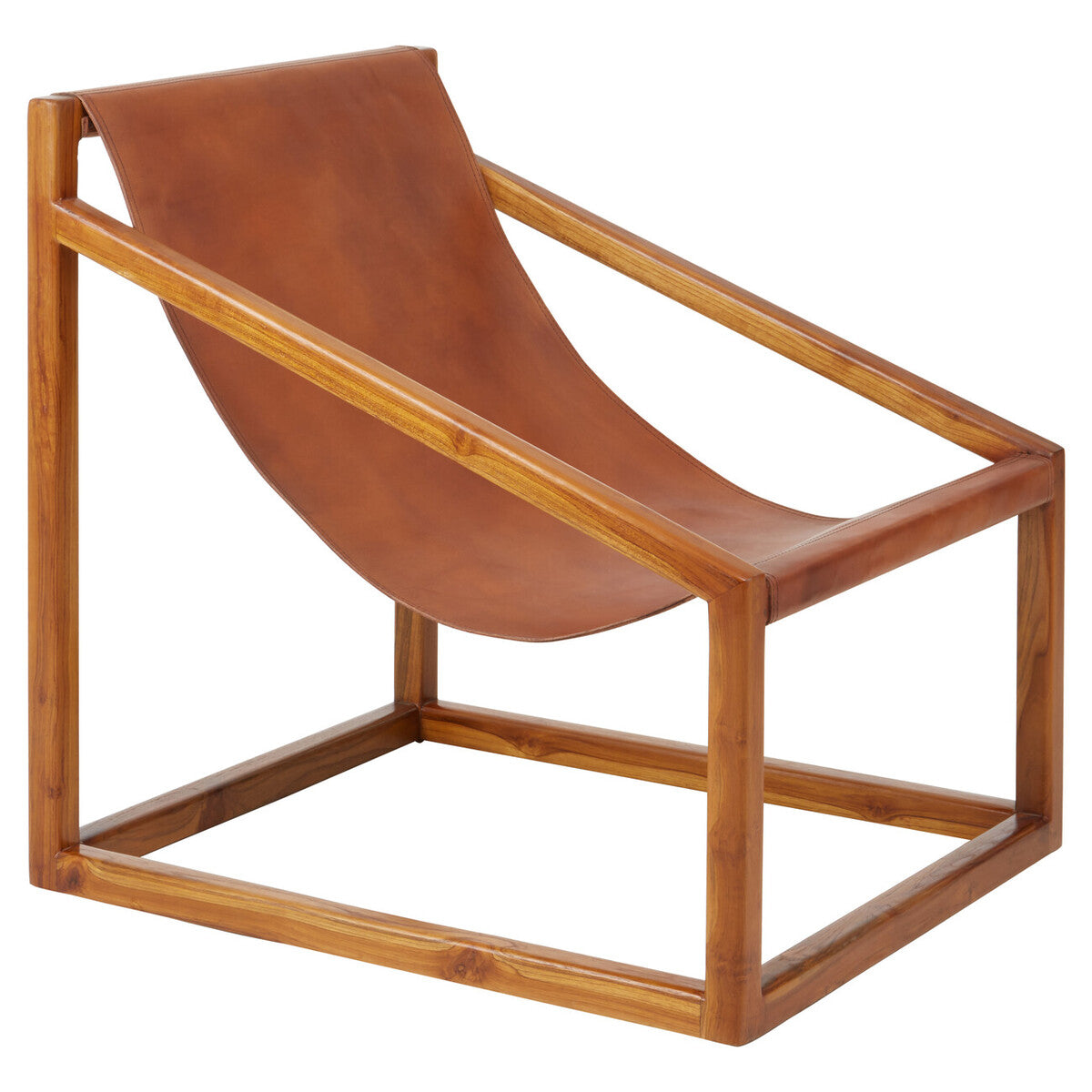 Beldi Brown Leather Cubic Frame Chair