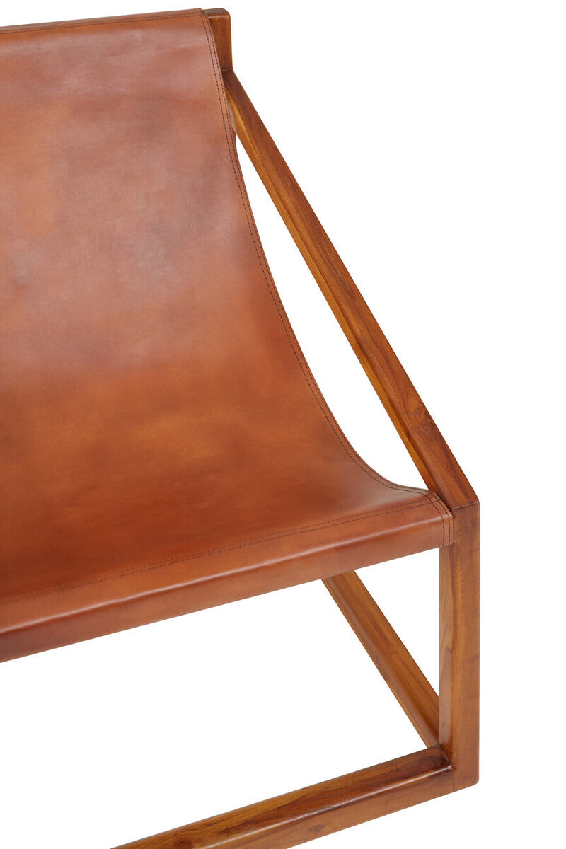 Beldi Brown Leather Cubic Frame Chair