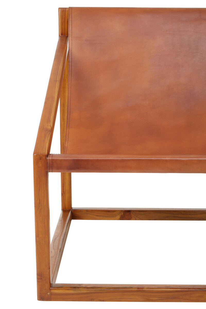 Beldi Brown Leather Cubic Frame Chair
