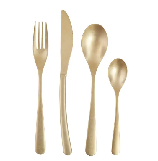 Zante Curved Gold 16pc Cutlery Set