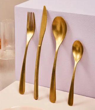 Zante Curved Gold 16pc Cutlery Set